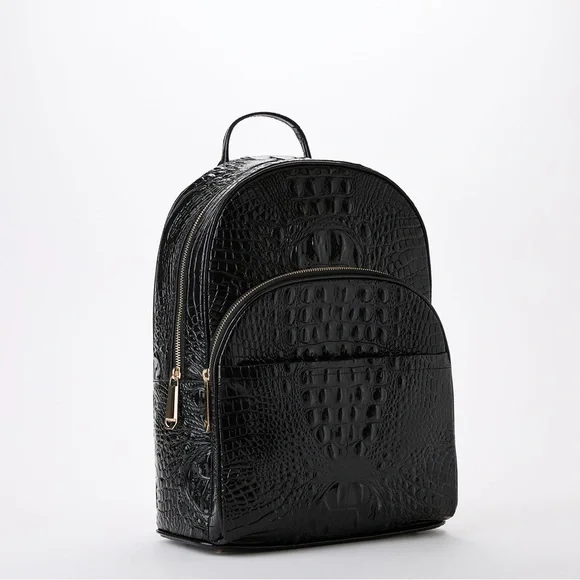 Brahmin Dartmouth Croc-Embossed Genuine Leather Backback in Black Melbourne🖤 NWT - Picture 1 of 11